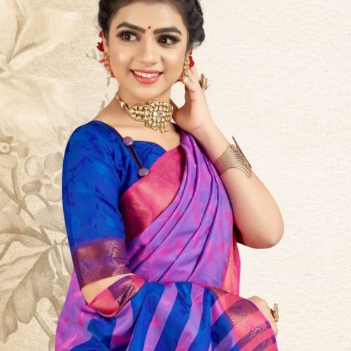 DHIYA - Semi Silk Saree #5678 Purple X Royal Blue (2)