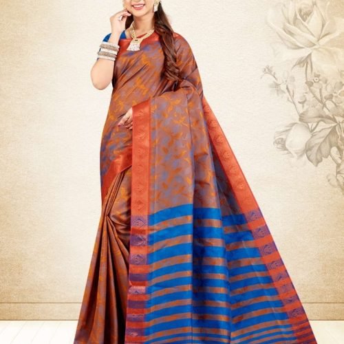 DHIYA - Semi Silk Saree #5680 Mustard X T.Blue
