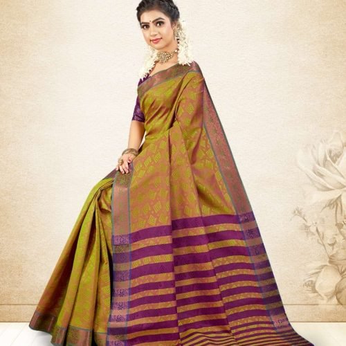 DHIYA - Semi Silk Saree #5683 Lemon Yellow X Magenta