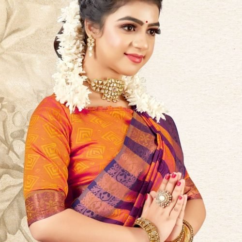 DHIYA - Semi Silk Saree #5686 Magenta X Golden Yellow (2)