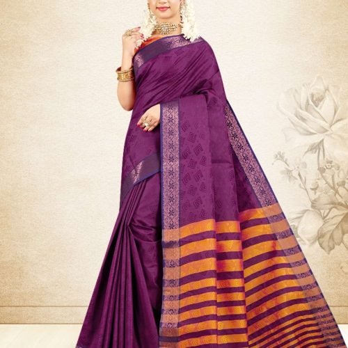 DHIYA - Semi Silk Saree #5686 Magenta X Golden Yellow